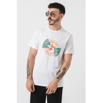 Tricou cu imprimeu logo Distorted - Alb optic