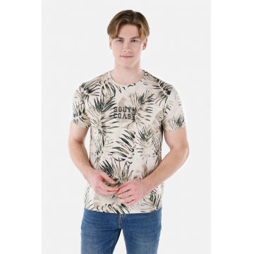 Tricou din bumbac cu model tropical