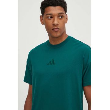 adidas tricou din bumbac All SZN barbati, culoarea verde, neted, IY4143