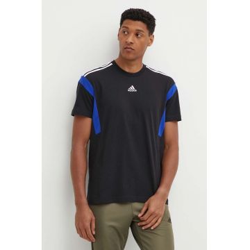 adidas tricou din bumbac barbati, culoarea negru, cu imprimeu, JJ1532