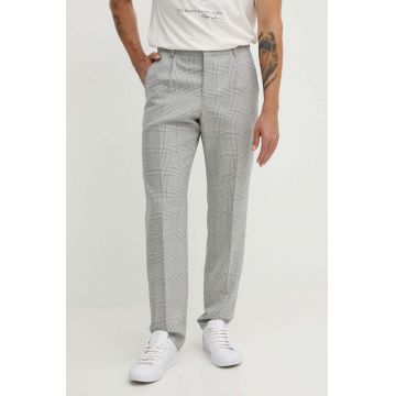 BOSS pantaloni de lana culoarea albastru marin, drept, 50521945