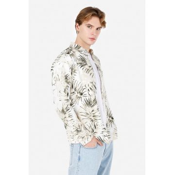 Camasa din amestec de in cu imprimeu tropical