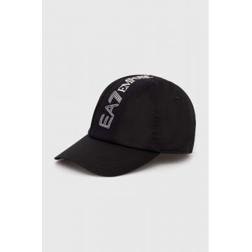 EA7 Emporio Armani șapcă de baseball din bumbac culoarea negru, cu imprimeu, 4F103.245117