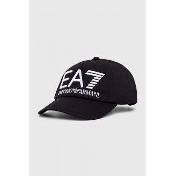 EA7 Emporio Armani șapcă de baseball din bumbac culoarea negru, cu imprimeu, CC980.245091