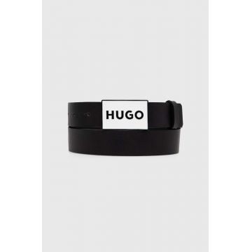 HUGO curea de piele barbati, culoarea negru, 50522861