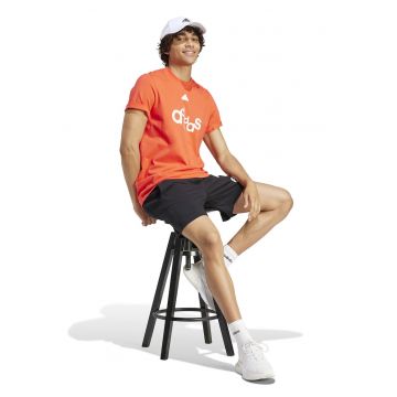 Pantaloni scurti din bumbac cu banda elastica in talie - Alb/Negru