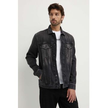 Pepe Jeans geaca jeans RELAXED JACKET barbati, culoarea negru, de tranzitie, PM402972XH7