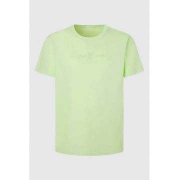 Tricou cu decolteu la baza gatului si broderie logo Eggo