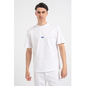 Tricou cu decolteu la baza gatului si logo Nieros - Alb optic