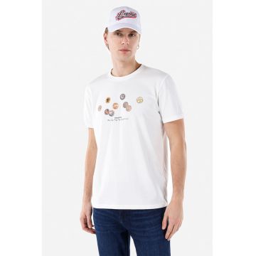 Tricou din bumbac cu decolteu la baza gatului