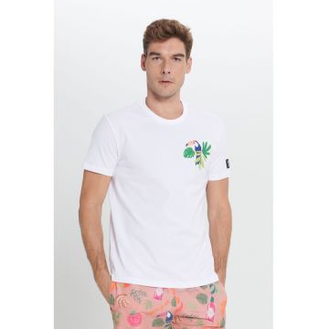 Tricou din bumbac cu imprimeu tropical