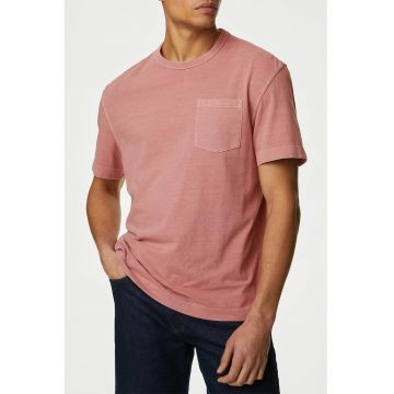 Tricou lejer din bumbac cu buzunar aplicat pe piept