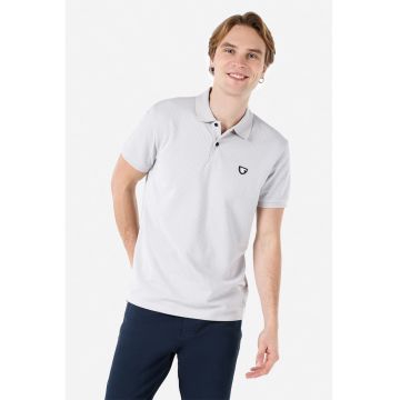 Tricou polo texturat - Gri deschis