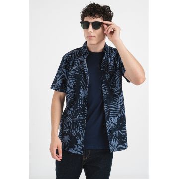 Camasa din amestec de bumbac cu model tropical