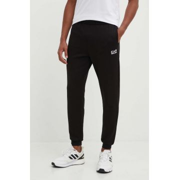 EA7 Emporio Armani pantaloni de trening culoarea negru, neted, PJVTZ.8NPP64