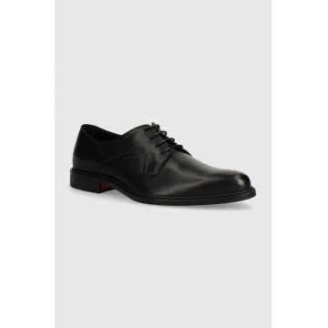 HUGO pantofi de piele Kerr barbati, culoarea negru, 50522948