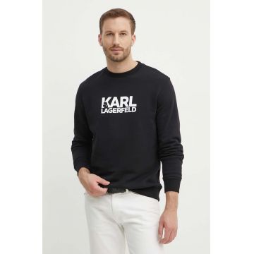 Karl Lagerfeld hanorac de bumbac barbati, culoarea negru, cu imprimeu, 543917.705091