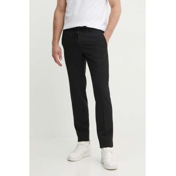 Karl Lagerfeld pantaloni barbati, culoarea negru, drept, 543002.255056