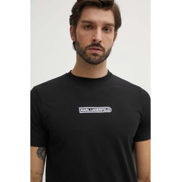 Karl Lagerfeld tricou barbati, culoarea negru, cu imprimeu, 543221.755085