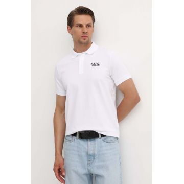 Karl Lagerfeld tricou polo barbati, culoarea alb, cu imprimeu, 543235.745088