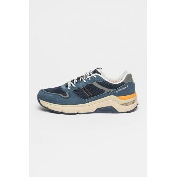 Pantofi sport cu model colorblock si insertii din piele intoarsa