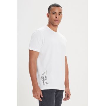 Tricou cu imprimeu pe partea din spate - Alb/Verde