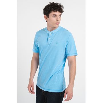 Tricou de bumbac cu decolteu Henley