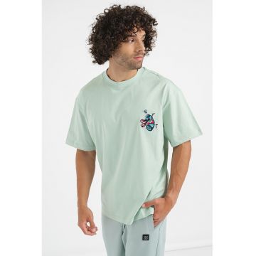 Tricou din bumbac cu decolteu la baza gatului