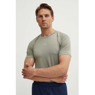 adidas Performance tricou de antrenament Gym+ culoarea bej, neted, IR5875
