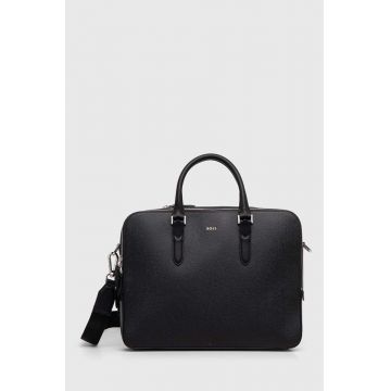BOSS geanta de piele culoarea negru, 50523254