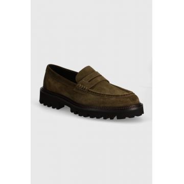 BOSS mocasini din piele intoarsa Julyo barbati, culoarea verde, 50523080