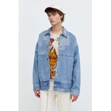 Desigual geacă din denim ROLANDO bărbați, de tranziție, oversized, 24SMED05