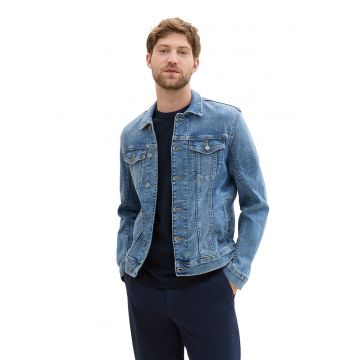 Jacheta de denim cu aspec decolorat