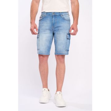 Bermude cargo din denim cu aspect decolorat