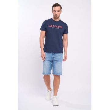 Bermude din denim cu talie medie si 5 buzunare