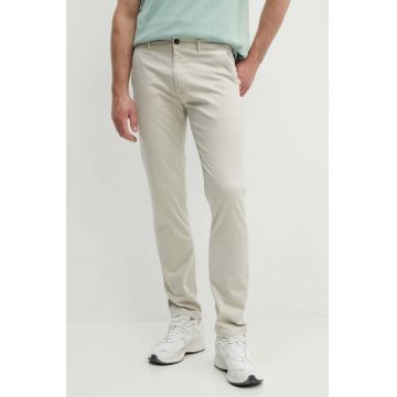 BOSS Orange pantaloni barbati, culoarea bej, drept, 50510933