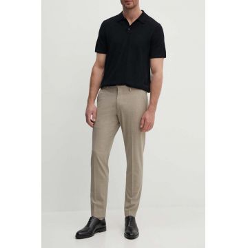 Michael Kors pantaloni de lana culoarea bej, drept, MK0SP01026