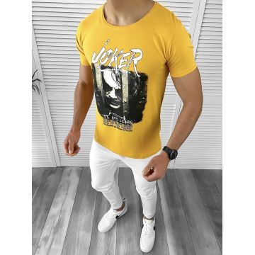 Tricou barbati slim fit mustar B1703 P20-5.3