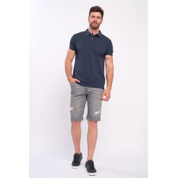 Blugi scurti slim fit cu detalii deteriorate - Gri