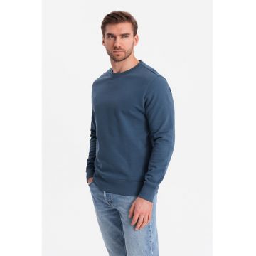 Bluza de trening din bumbac cu decolteu la baza gatului - Albastru inchis