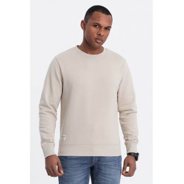 Bluza de trening din bumbac cu decolteu la baza gatului - Bej deschis