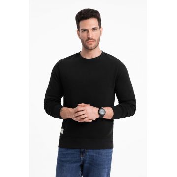 Bluza de trening din bumbac cu decolteu la baza gatului - Negru