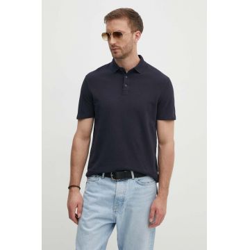 Armani Exchange polo de bumbac culoarea albastru marin, neted, 3DZFAB ZJXUZ