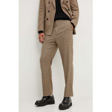 HUGO pantaloni barbati, culoarea maro, drept, 50520372