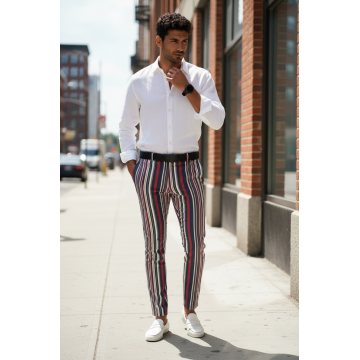 Pantaloni barbati eleganti in dungi B1907 F1-4