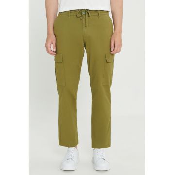 Pantaloni cargo din amestec de bumbac cu snur in talie