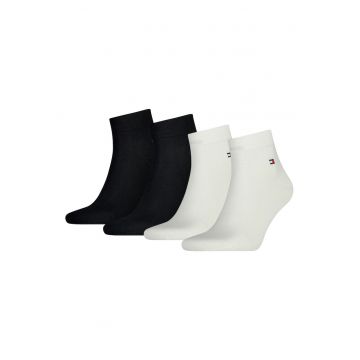 Set de sosete scurte cu logo discret 14171 - 4 perechi - Alb/Negru