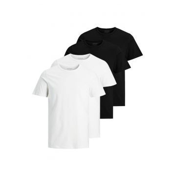 Set de tricouri cu decolteu la baza gatului Basic - 4 piese - Alb/Negru