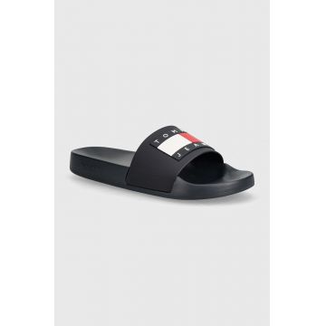 Tommy Jeans papuci POOL SLIDE ESS barbati, culoarea albastru marin, EM0EM01191