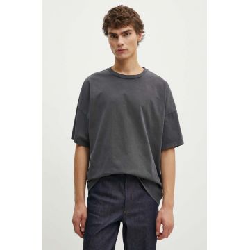 American Vintage tricou din bumbac barbati, culoarea gri, neted